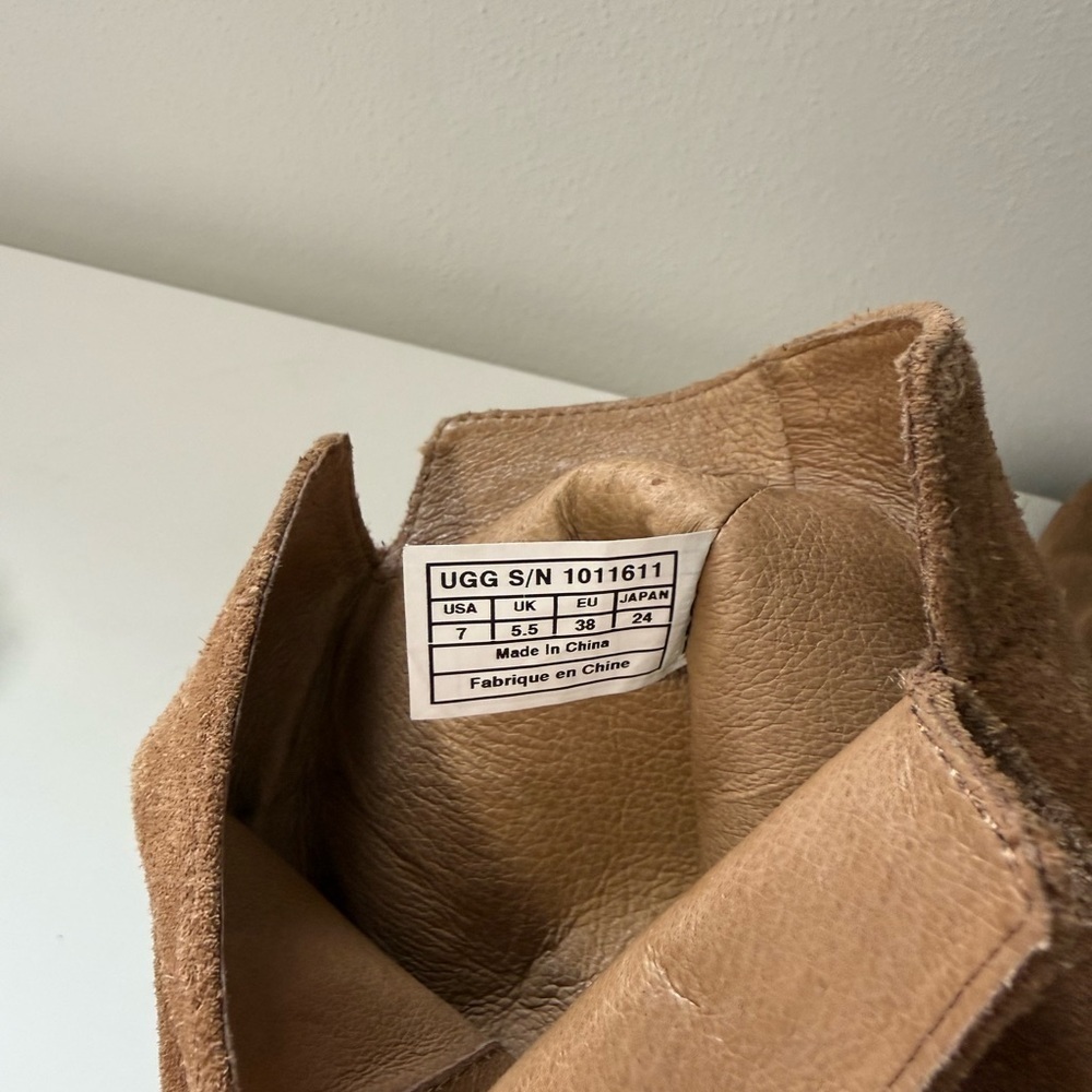 UGG Channing Suede Riding Boots Chestnut Brown Buckle 7 Women’s - Picture 10 of 12